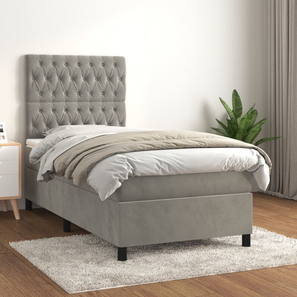 Lit De Jour Avec Gigogne Et Matelas – Velours Gris 90x200cm