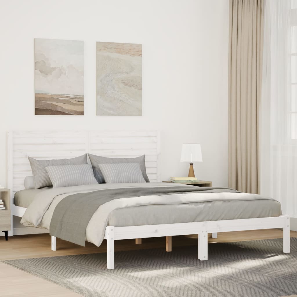 Dłuższe łóżko bez materaca, białe, 140x220 cm, lite drewno vidaXL