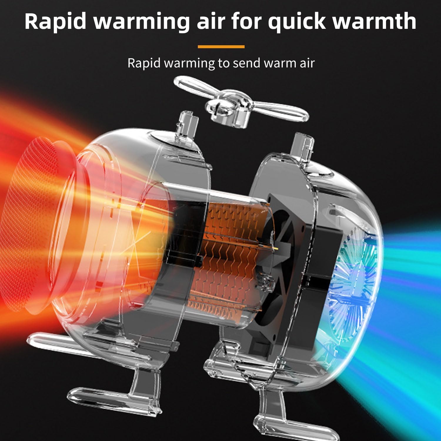 (Jaune) Mini chauffage vertical d'appoint pour l'hiver, idéal pour les petits espaces, chauffage d'appoint portable pour la maison, le bureau et la c - 3