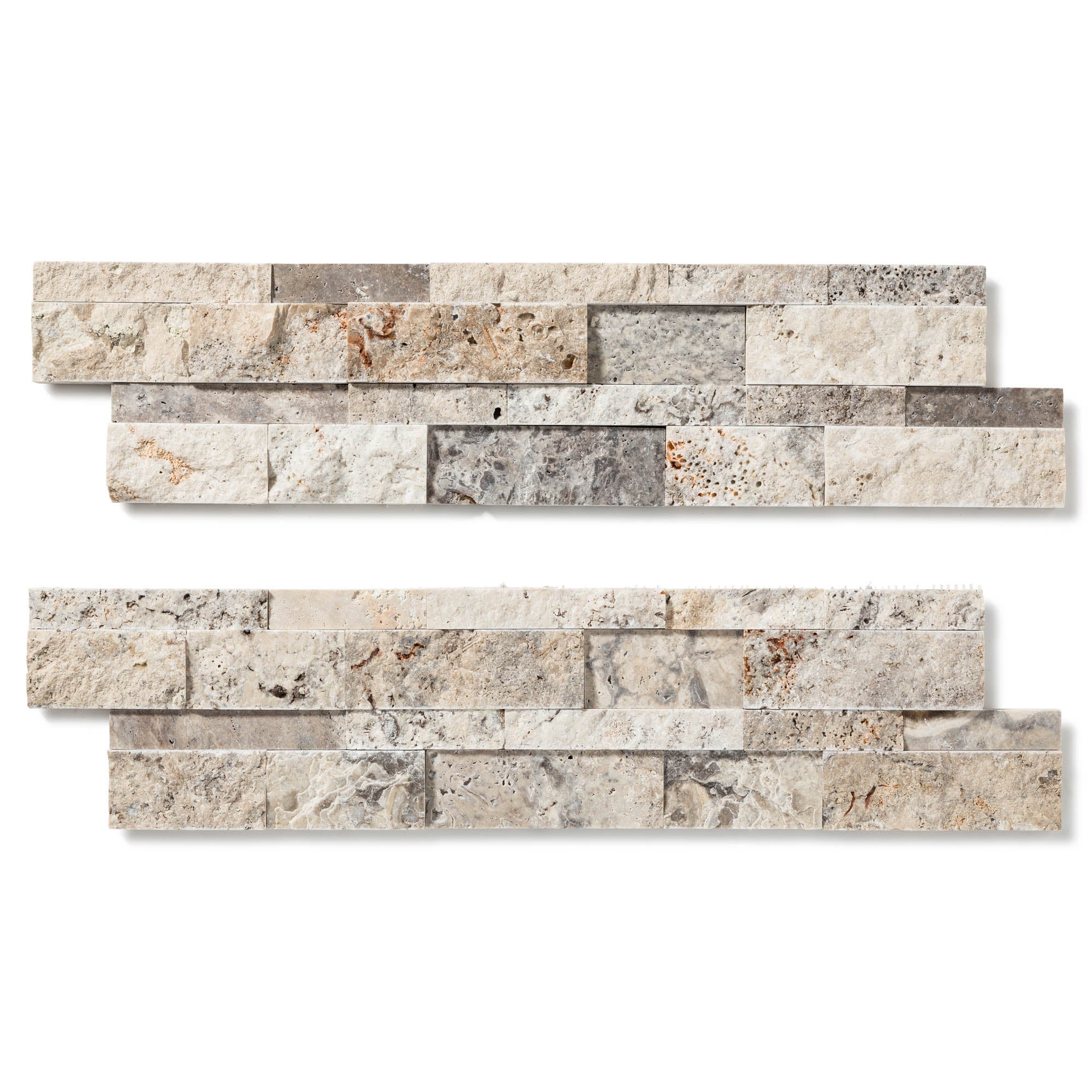 Pierre de parement Travertin Gris Silver 60x15 cm Brut/Adouci (lot de 0,99 m² soit 11 plaques) - RO'MA NATURE - 4