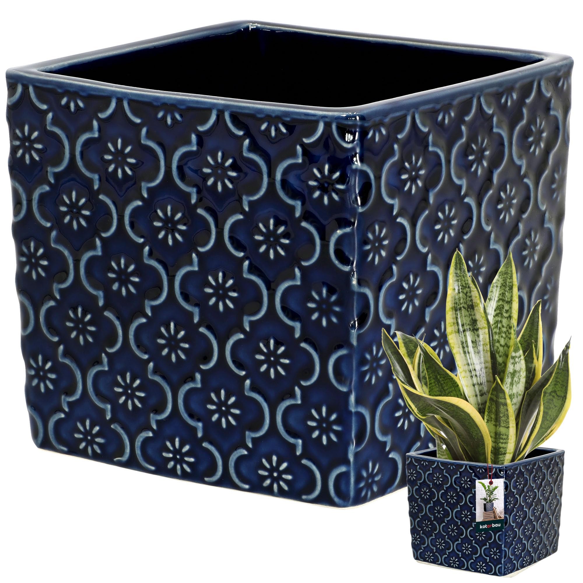 Doniczka vintage 13x13 cm ceramiczna donica osłonka na kwiaty zioła rośliny - KOTARBAU