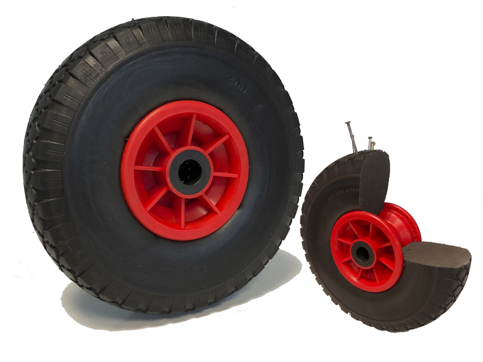 2 Roues Increvables 260x85mm - Alésage 25mm - Pour Diable, Chariot, Brouette - Charge 150kg