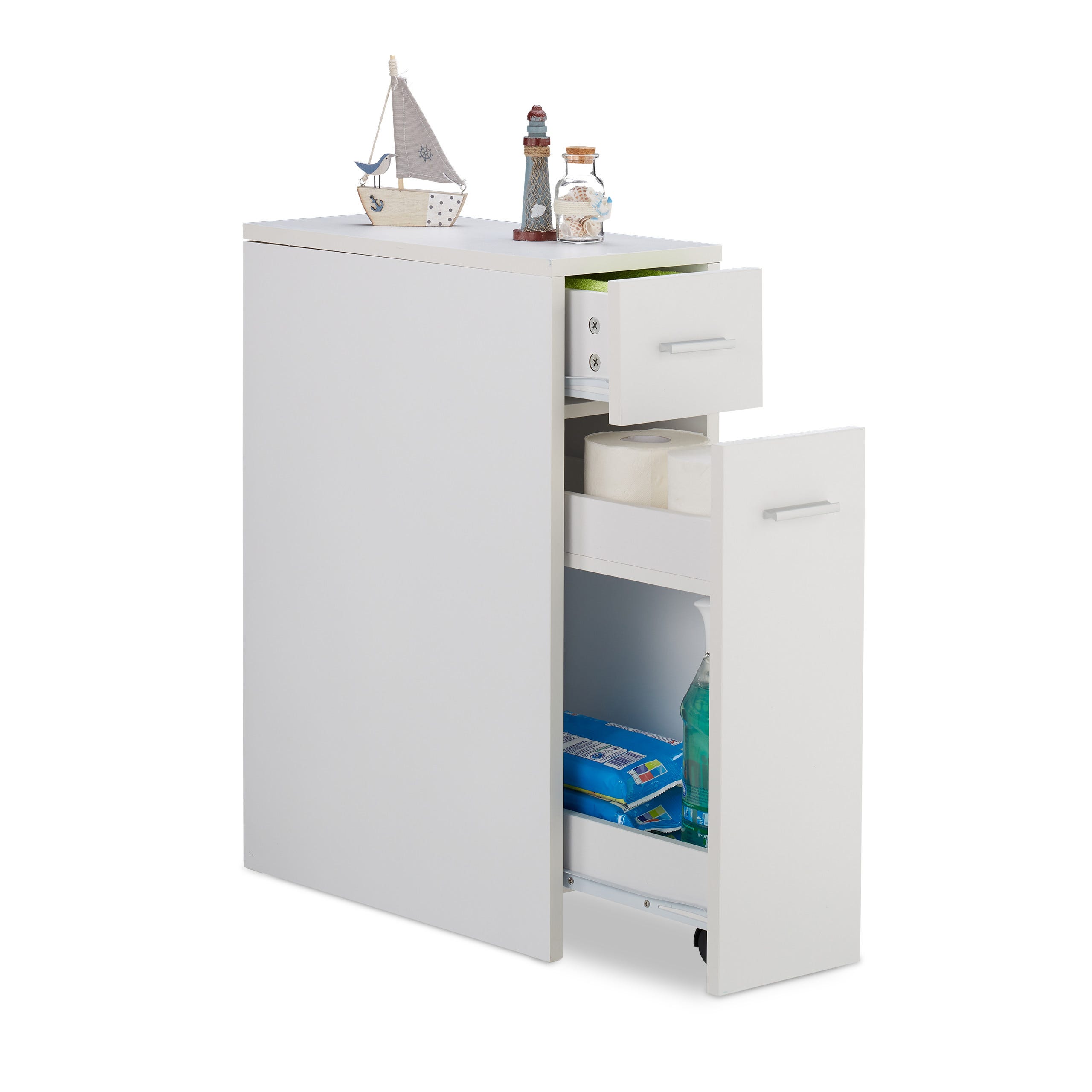Mobile Salvaspazio Relaxdays 61.5x20x45cm - 2 Cassetti Bianco Per Bagno/cucina - Foto 11