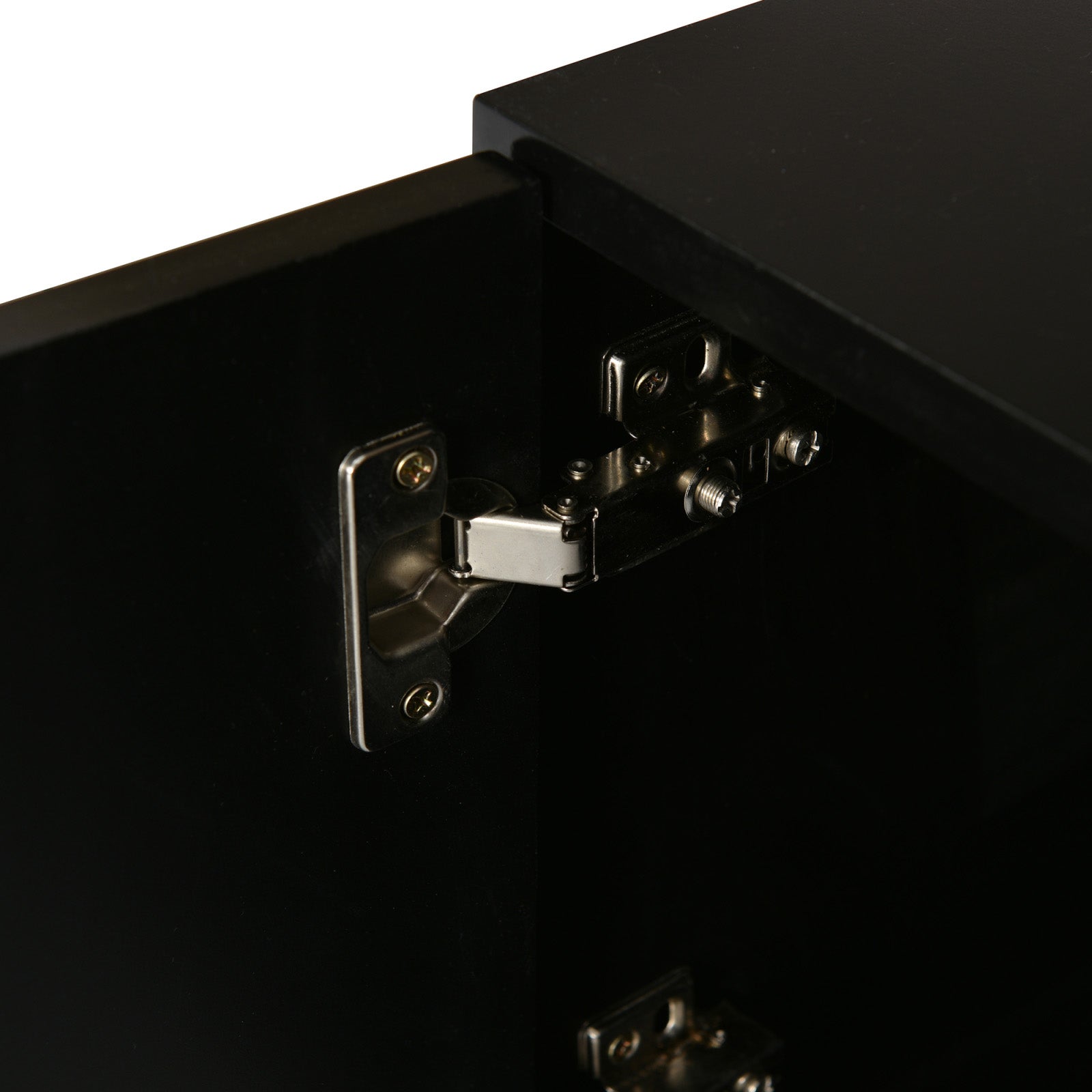 Meuble TV Moderne avec lumières LED Variables, 3 Portes et étagères en Verre – Noir - 8