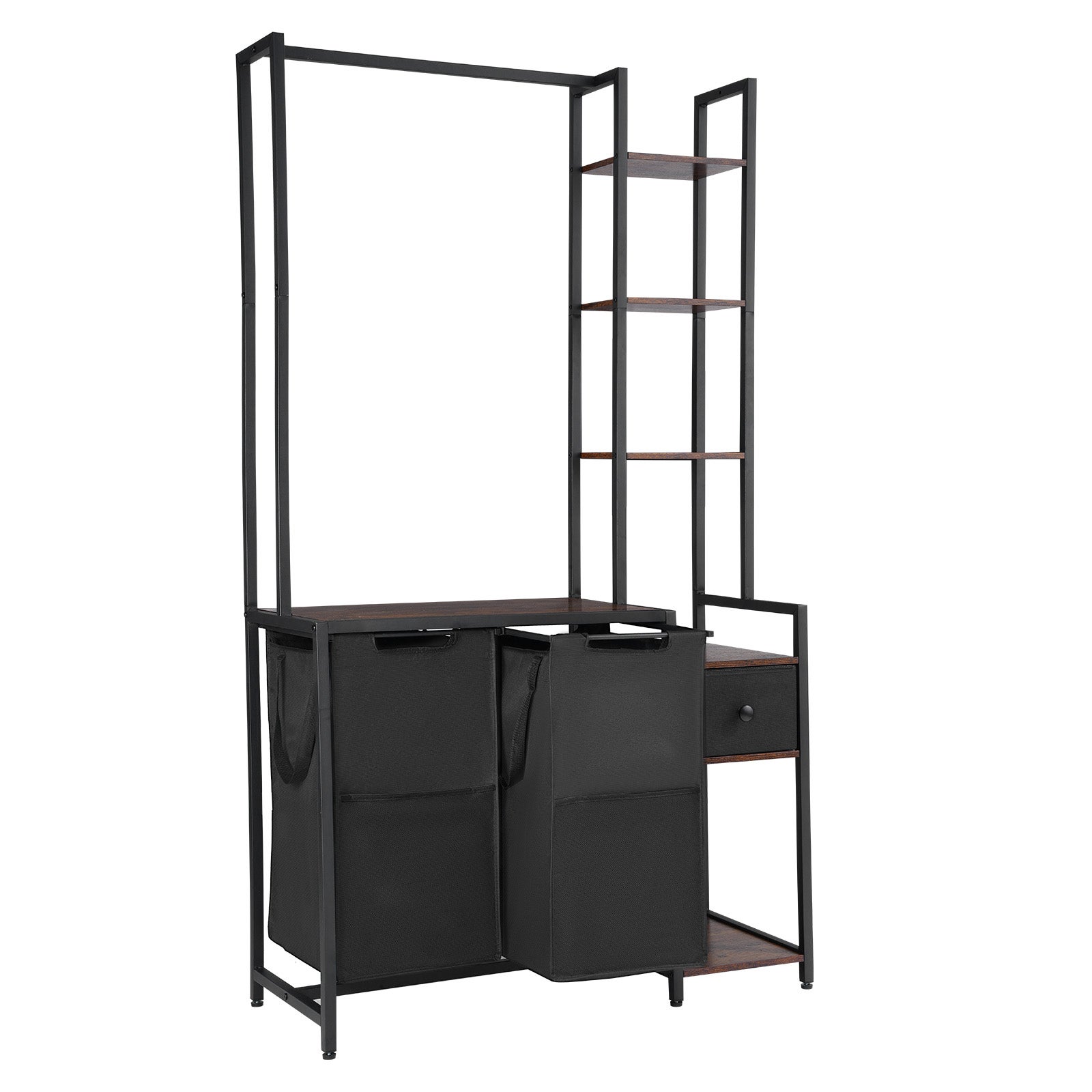 Kosz na pranie VEVOR z szuflada i polkami 2 komory sorter stal Oxford 600D organizer