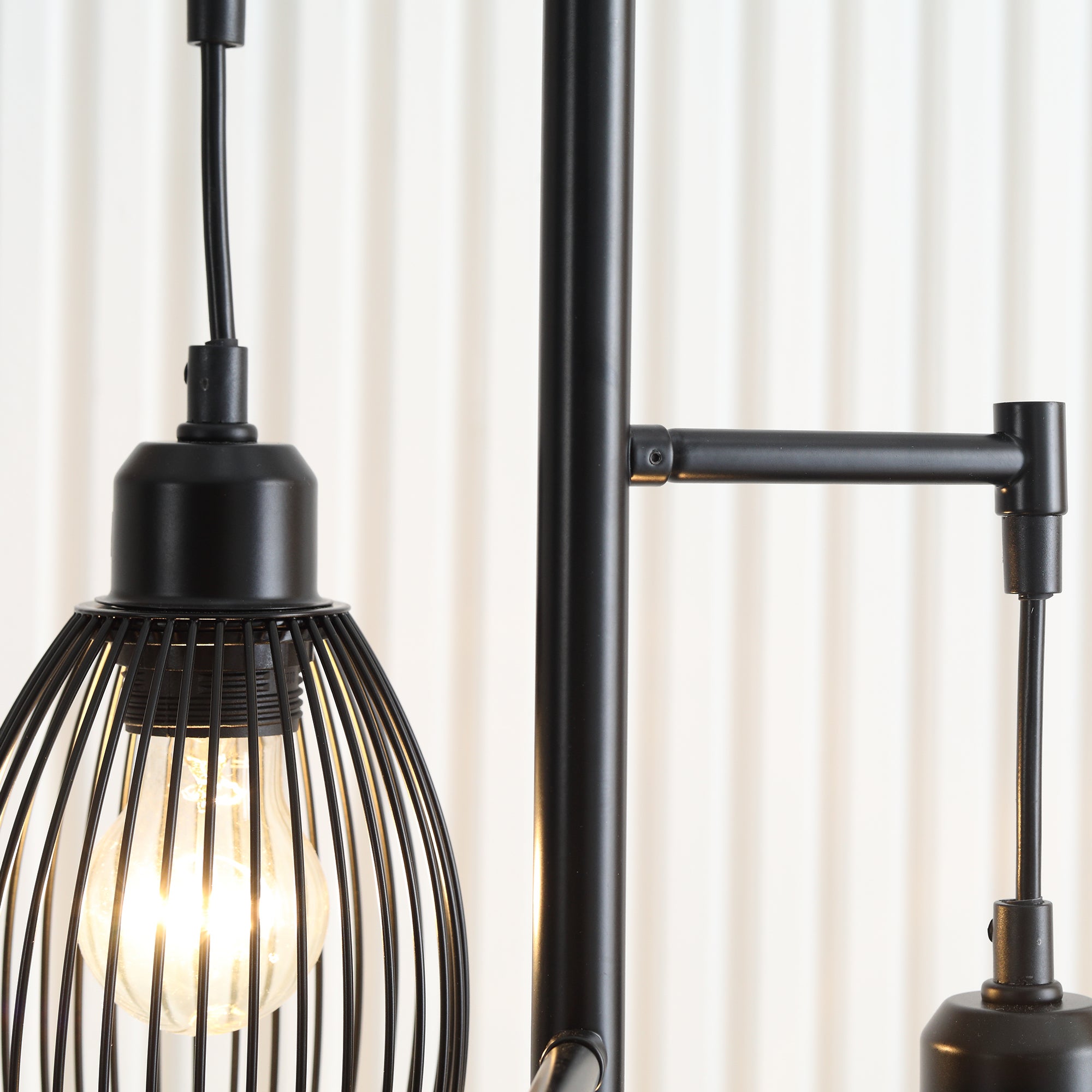 Lampadaire - HOMCOM - style industriel 40 W max 3 abat-jours métal filaire E27 - métal - noir - 9