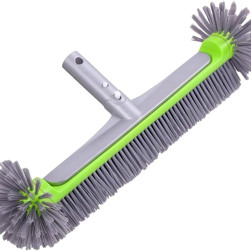 Odłączana szczotka basenowa z wytrzymałym włosiem o długości 17,5 cala do szybkiego czyszczenia ścian i schodów, bez użycia drążka teleskopowego