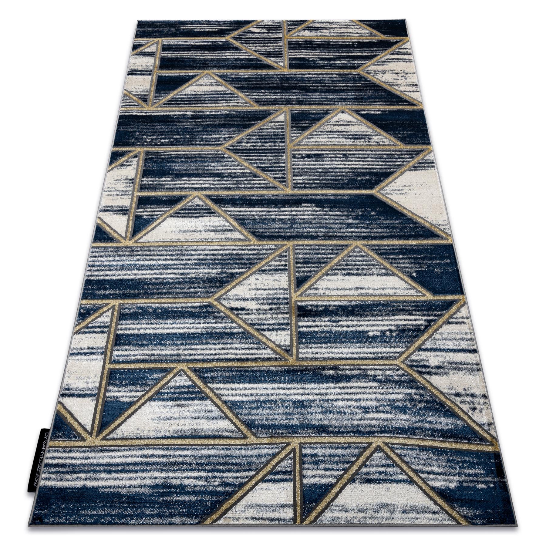 Dywan DE LUXE nowoczesny 462 Geometryczny - Strukturalny granatowy / złoty 180x270 cm