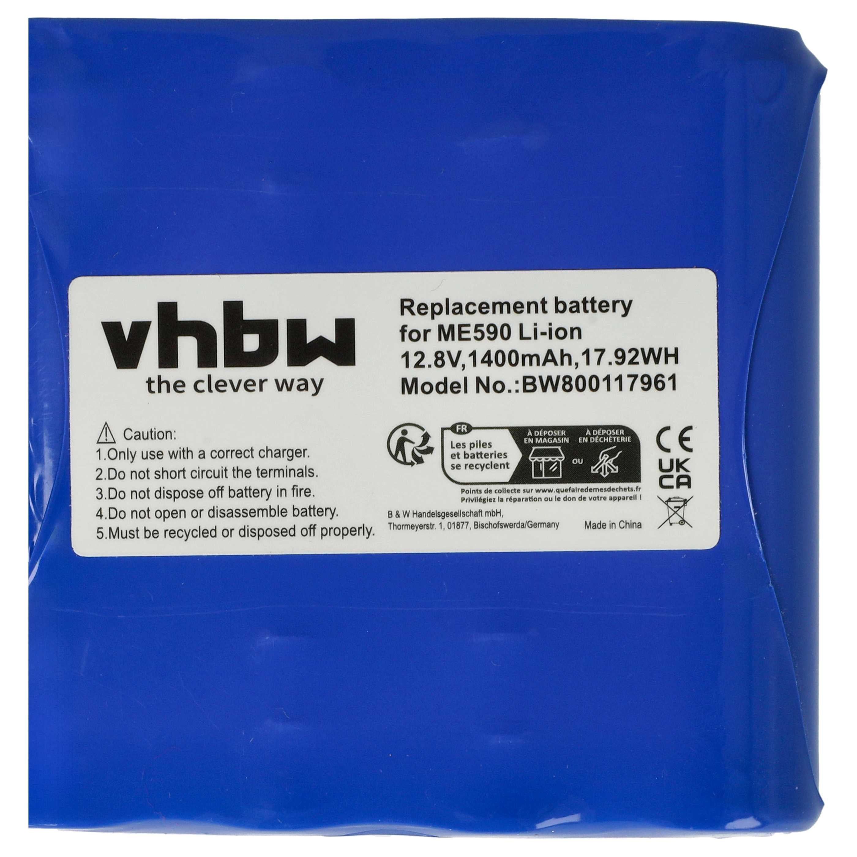 vhbw Batterie compatible avec Moneual ME590, ME670, ME770, ME770 Style robot électroménager (1400mAh, 12,8V, Li-Ion / LiFePO4) - 5