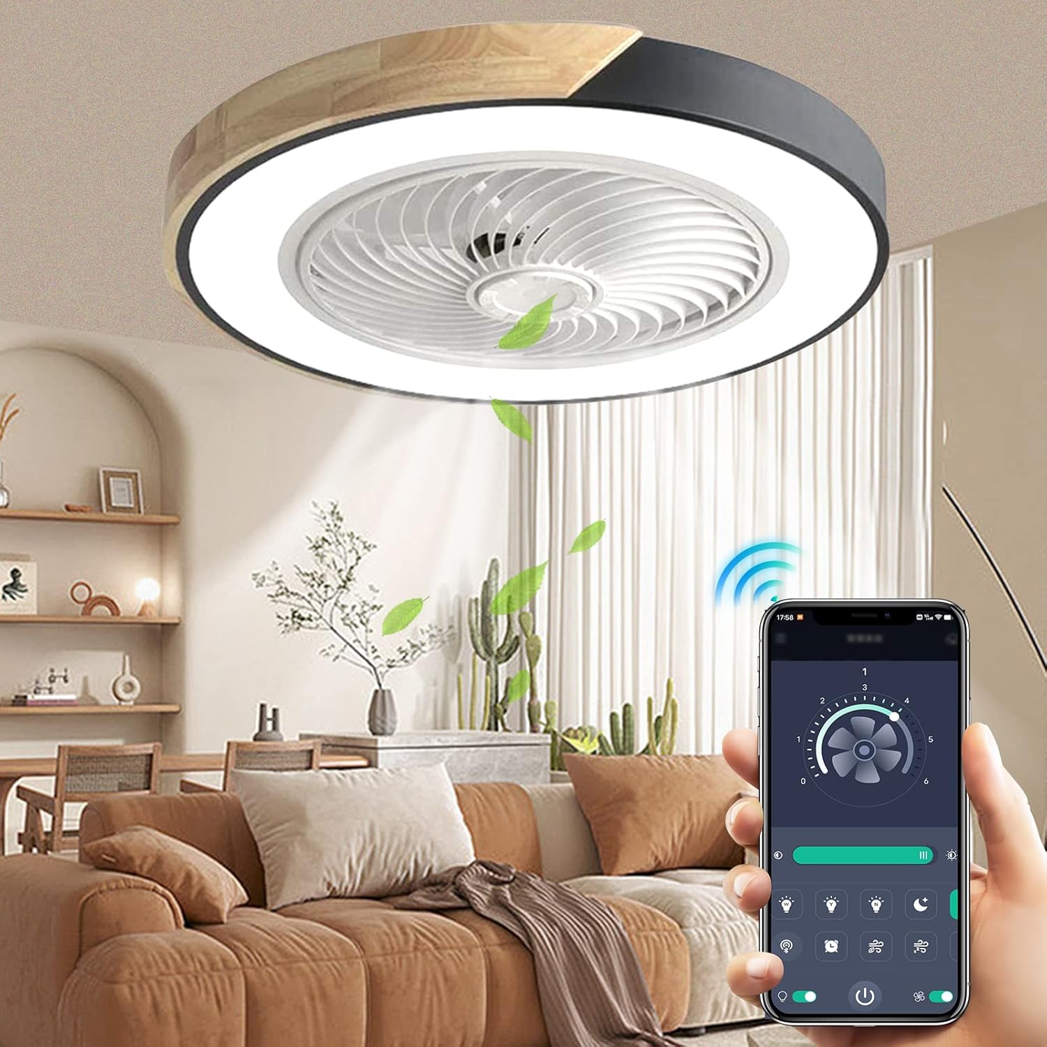 Lustre LED avec ventilateur télécommande ventilateur de plafond lumière invisible lustre silencieux adapté pour salle à manger salon chambre - 6