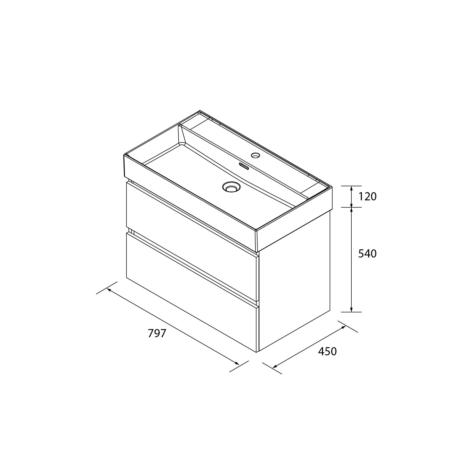 Meuble de salle de bain BEQUIA 80cm Chêne | Vasque Porcelaine - 4