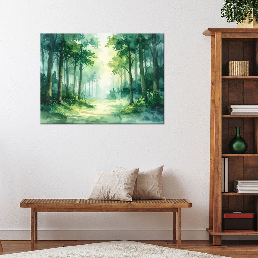 Obraz do salonu sypialni biura, Zielony Las Krajobraz Natura w Stylu Scandi Boho 90x60 - 2