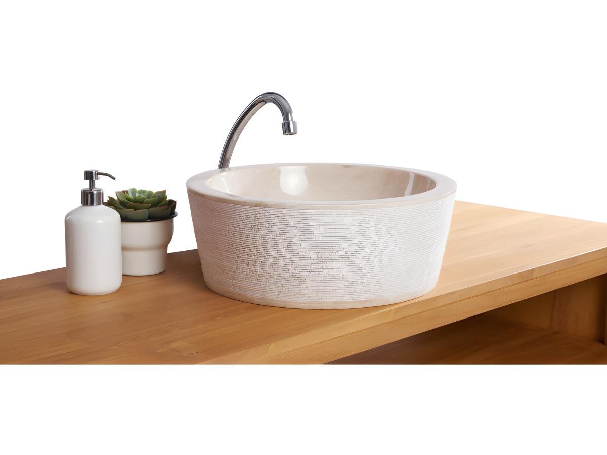 Vasque de salle de bain en marbre MARBLE - couleur crème - 7