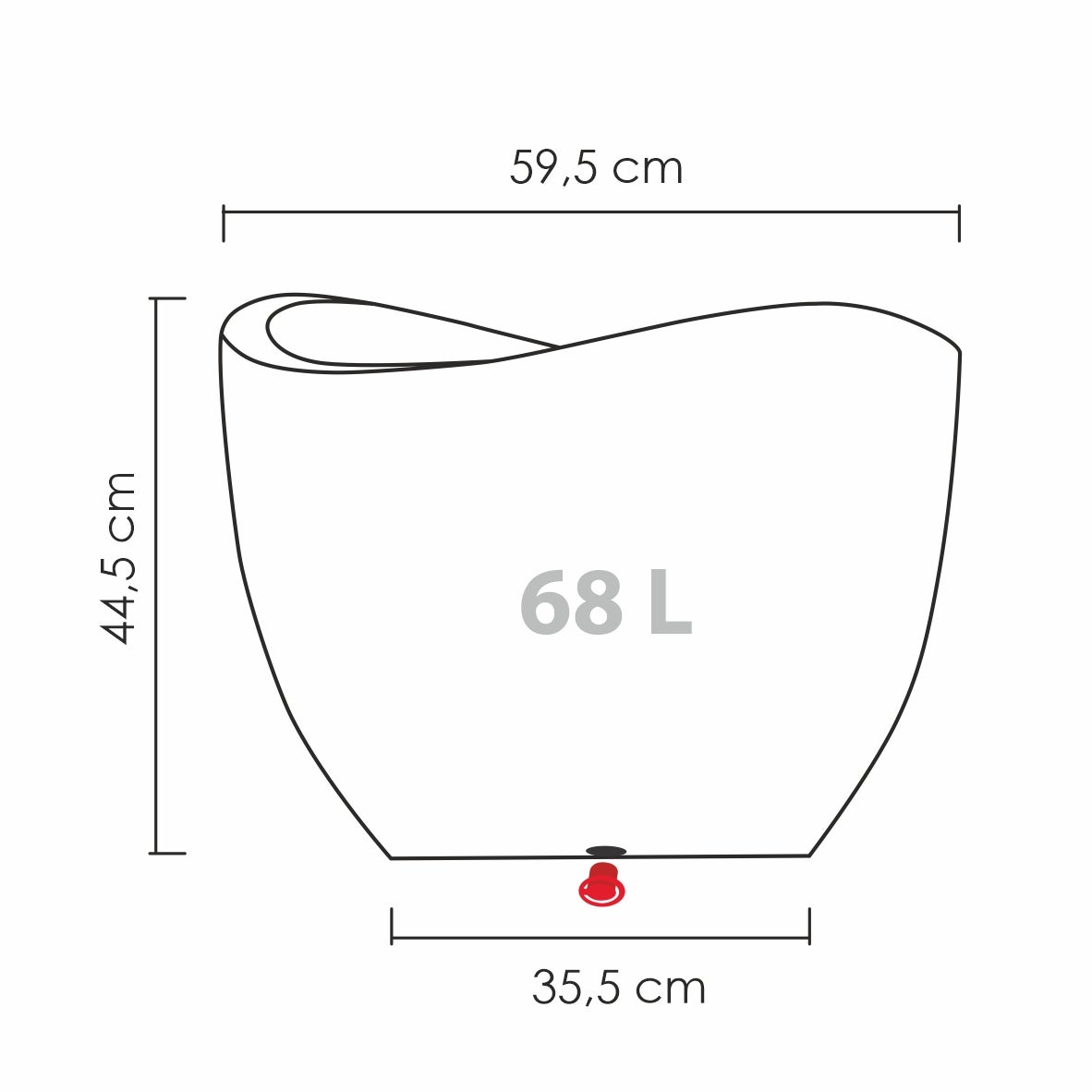 Scheurich Wave Globe 60, bac à plantes/pot à fleurs/jardinière, cylindrique, coloris: Stony Grey, fabriqué avec du plastique recyclé, pour l’extérieur - 5