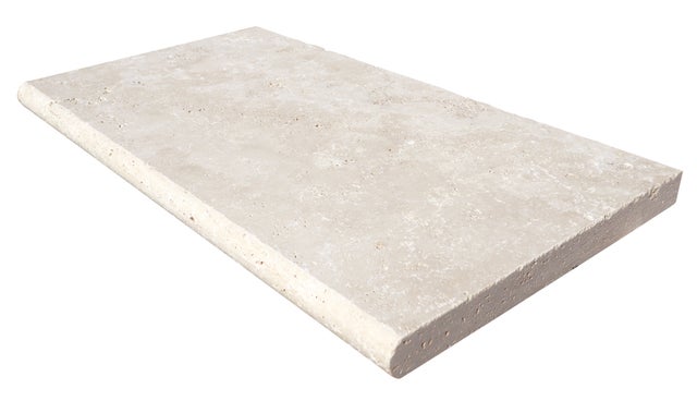 Margelle 3cm Travertin Premier choix - Crème - Vieilli - 33x61x3cm BR - Vendu à la pièce