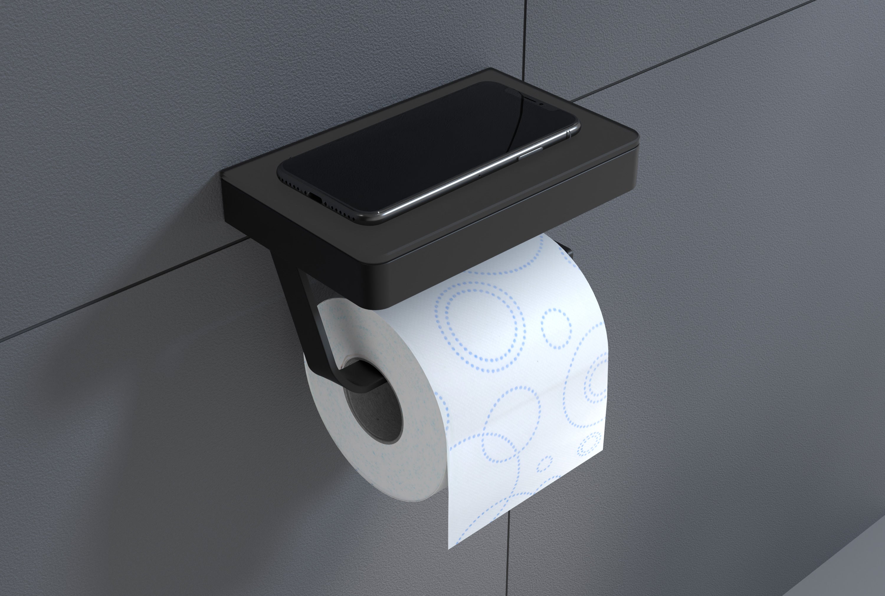 Bernstein Portarotolo Carta Igienica G501 In Acciaio Inox Cromato Con Ripiano In Vetro – Supporto Con Piano Per Smartphone, Montaggio A Vite O Adesivo