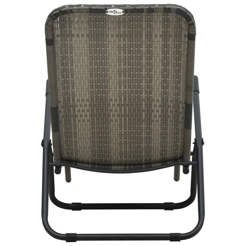 Chaise longue | Bain de soleil | Transat de relaxation pliable Résine tressée Gris CFW599240 - 5