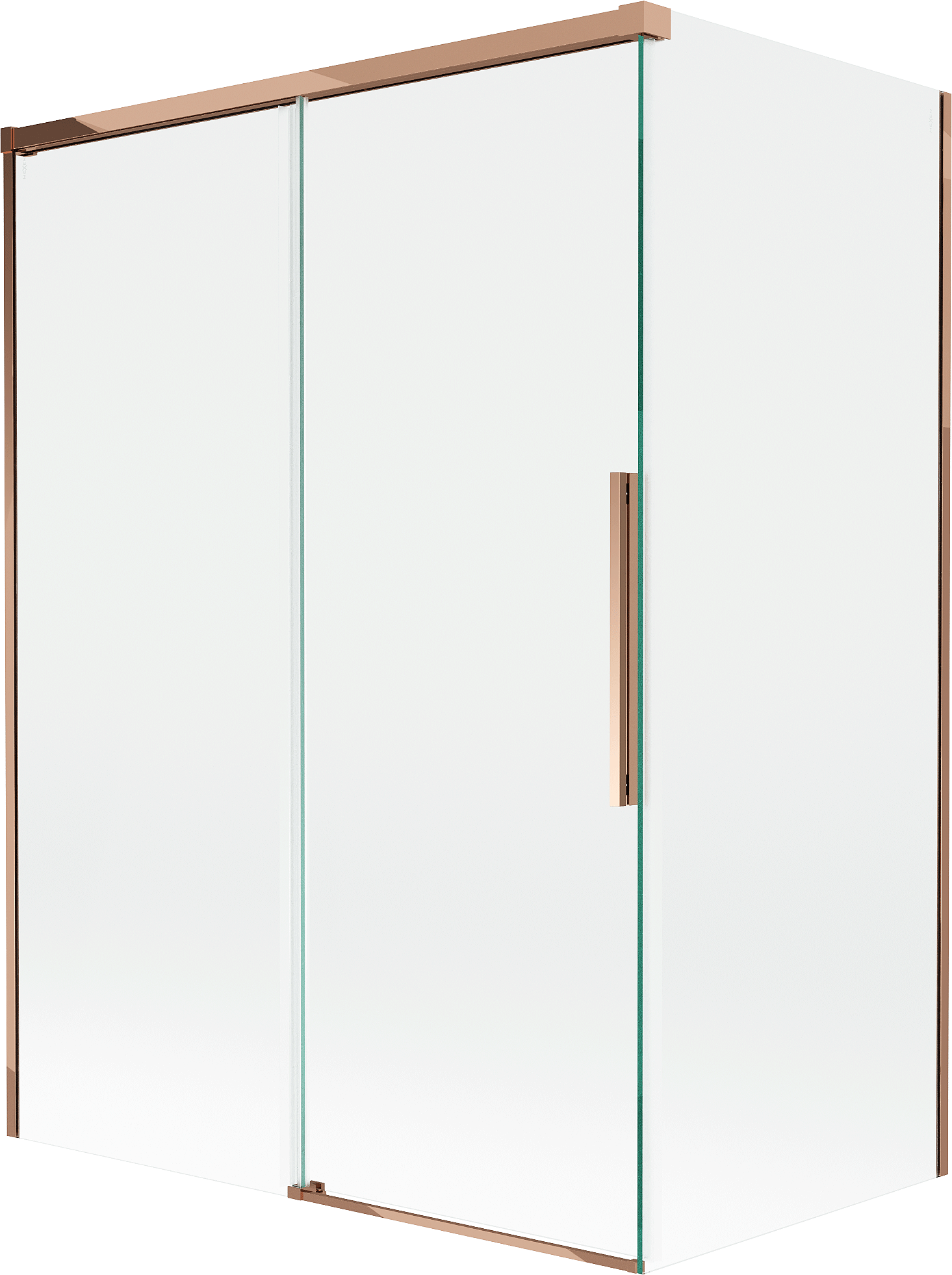 Mexen Rox parawan nawannowy 2-skrzydłowy rozsuwany 120 + 70 x 150 cm, transparent, różowe złoto - 8C9-120-070-60-00