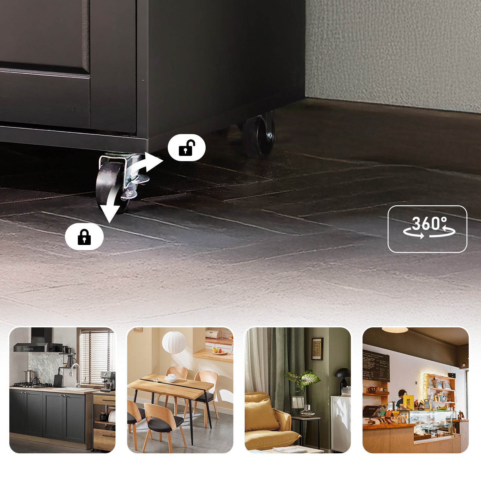 SoBuy FSB78-SCH Meuble Micro-Ondes Buffet Commode sur roulettes avec 3 Portes, 1 Tiroir, 1 Compartiment, pour Cuisine, Salle à Manger, Salon - 9