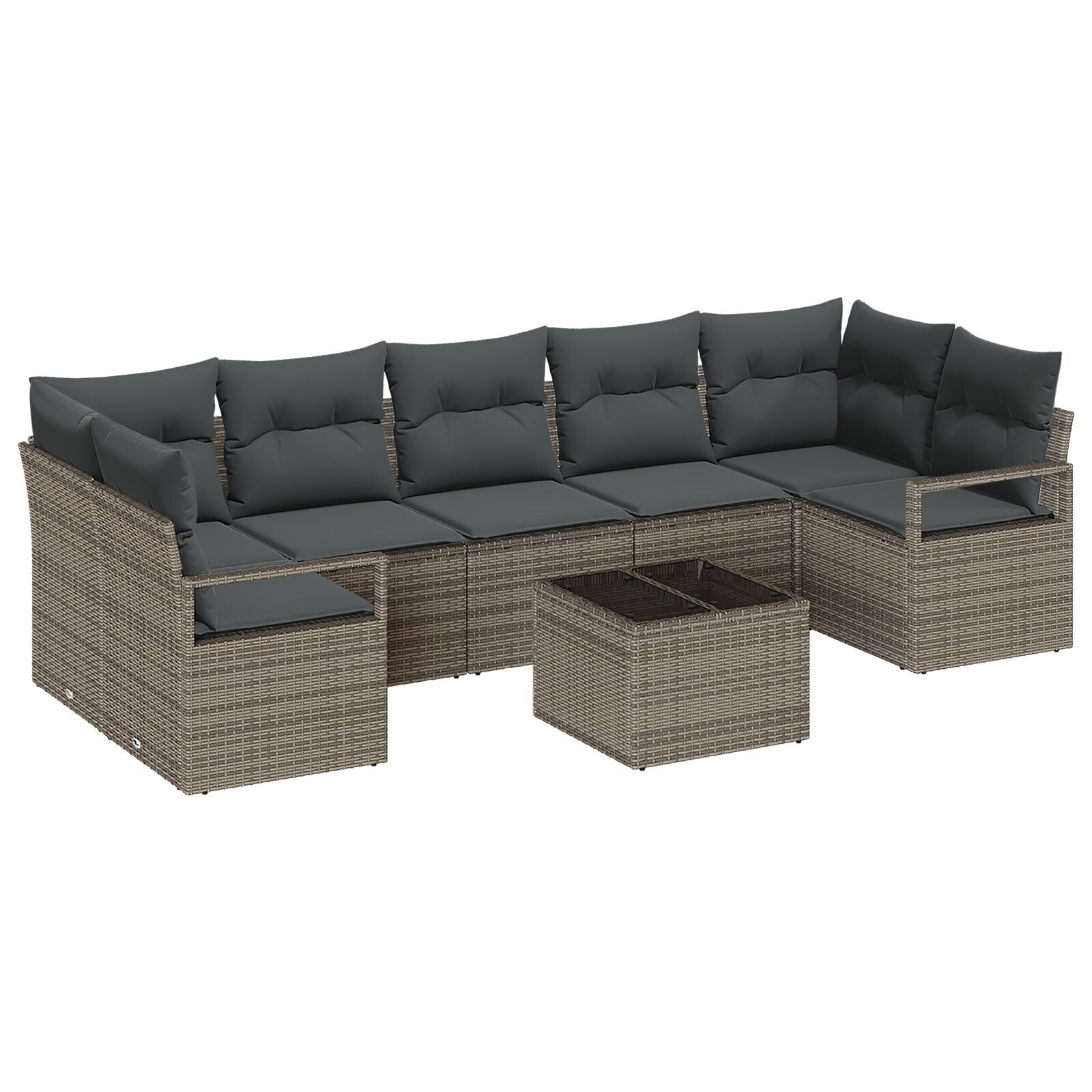 Zestaw Sof 8 pcs Szary polirattan vidaXL