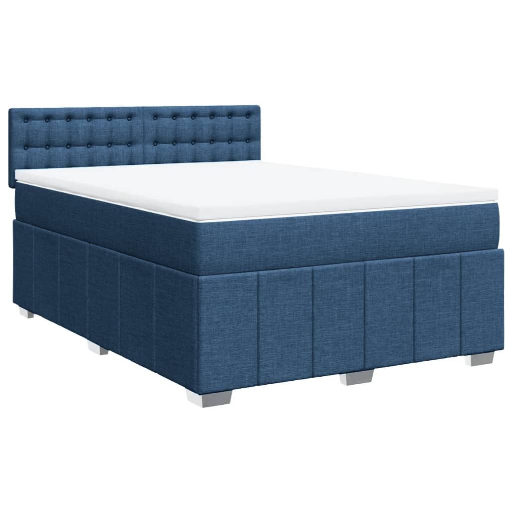 Sommier à lattes de lit avec matelas Bleu 160x200 cm Tissu - 2