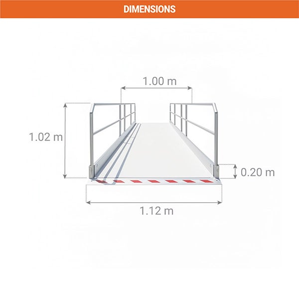 Rampe d'accès pour piétons - Longueur de 1m66 pour un fossé de 1.00m - Capacité de charge max 400kg/m² - Vendue à l'unité - MPP16/10U - 2