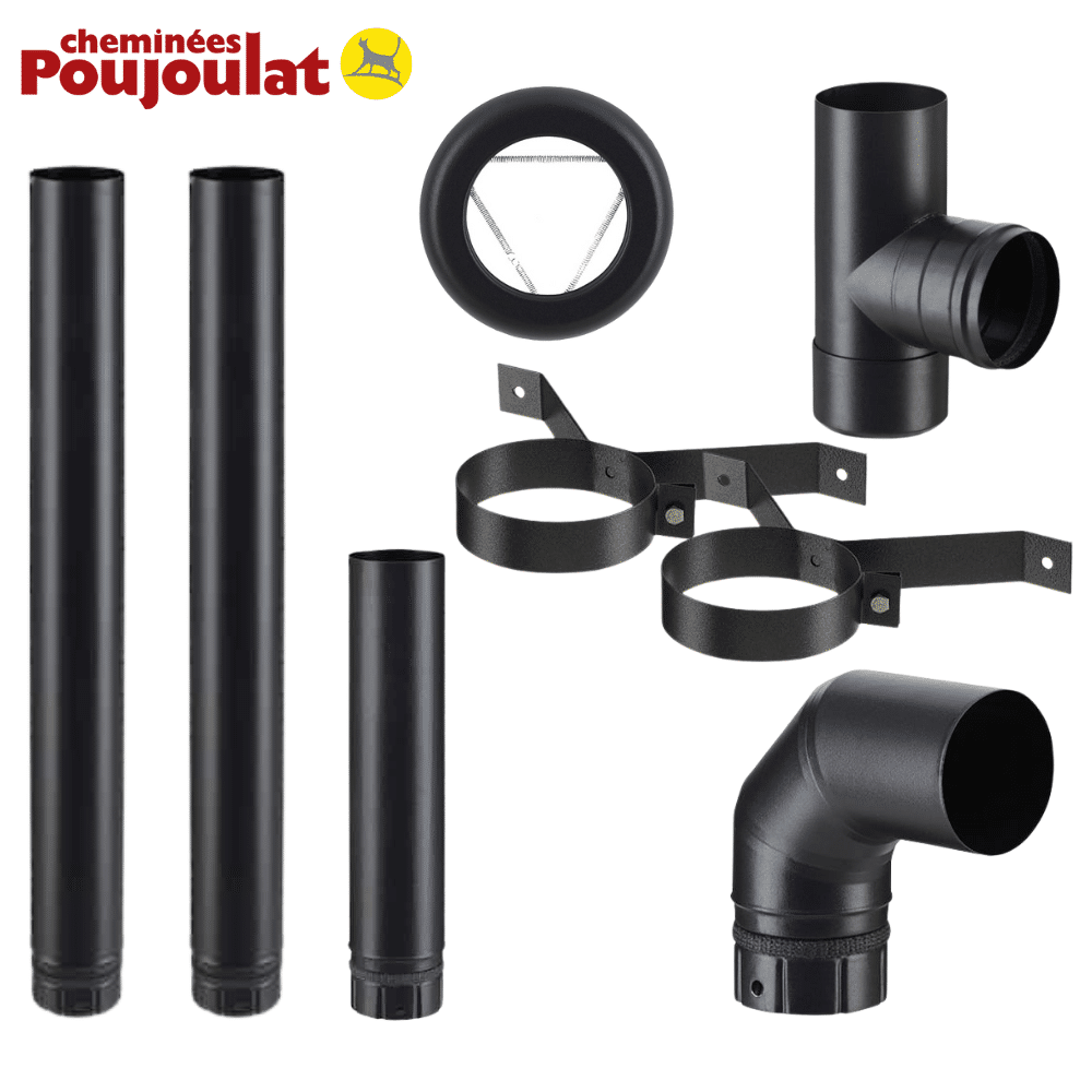 Kit installation intérieur conduit émaillé pour poêles à granulés - Poujoulat - Ø100 mm - 2