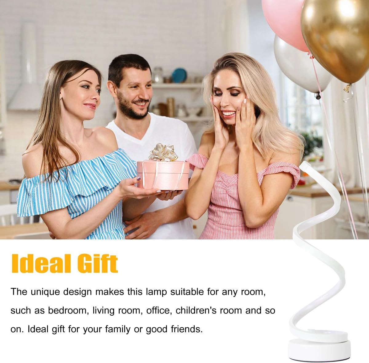 Lampe de table LED en spirale, moderne, simple et à intensité variable, pour chambre, salon, table de chevet (blanche) - 2