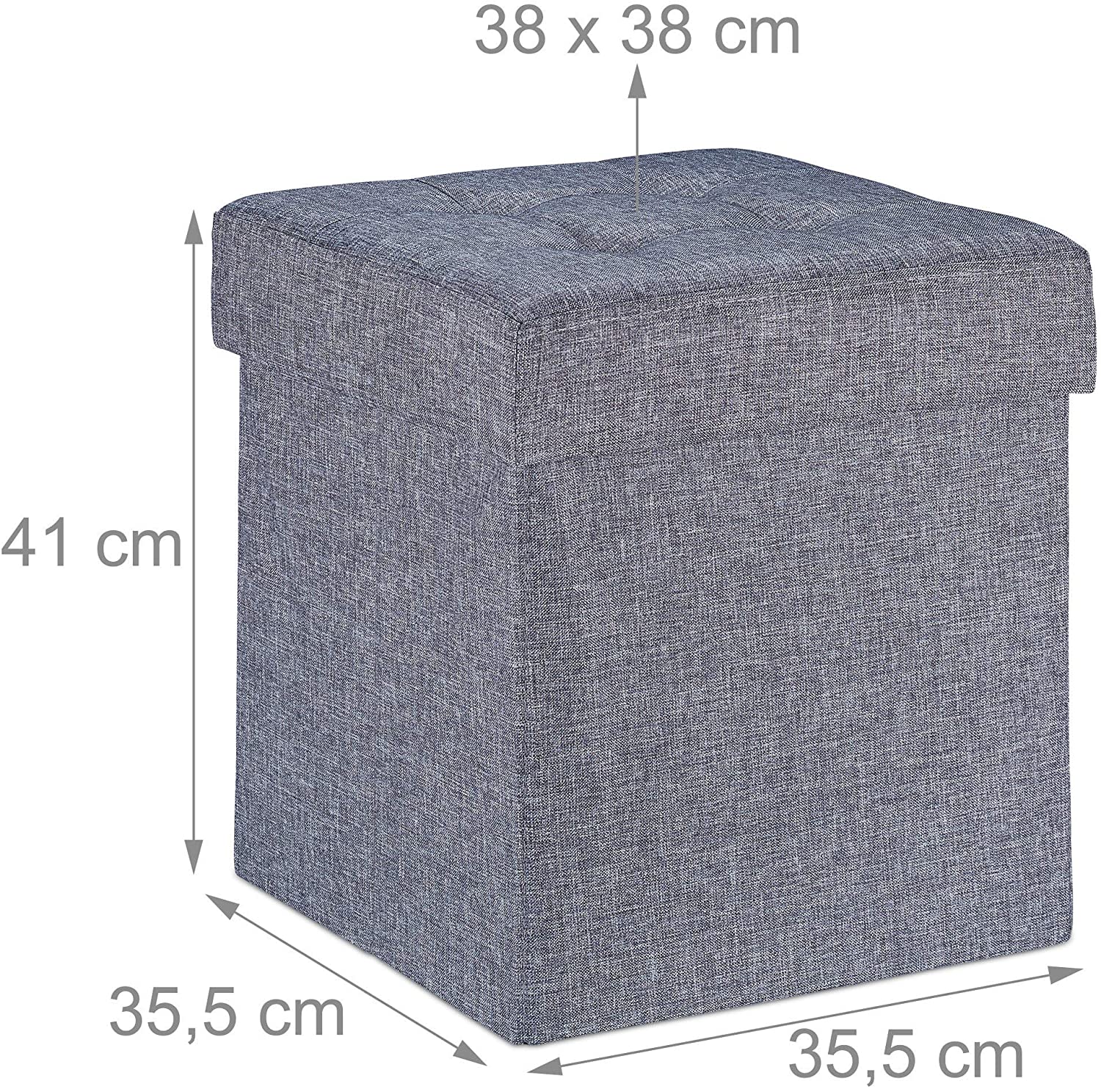 Pouf Rangement BOLLI 38x38x38cm Blanc | Cube Avec Coffre | Repose-Pieds Et Siège Multifonction