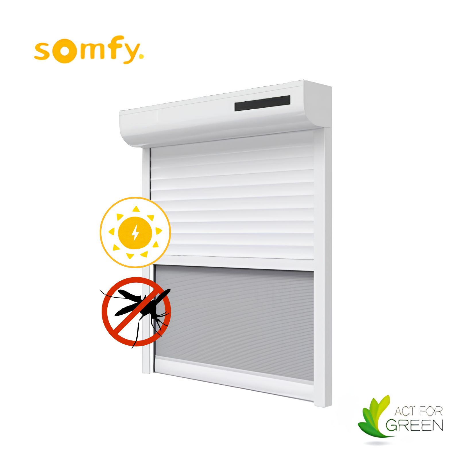 Volet Roulant Solaire Moteur SOMFY avec moustiquaire intégrée Aluminium ...