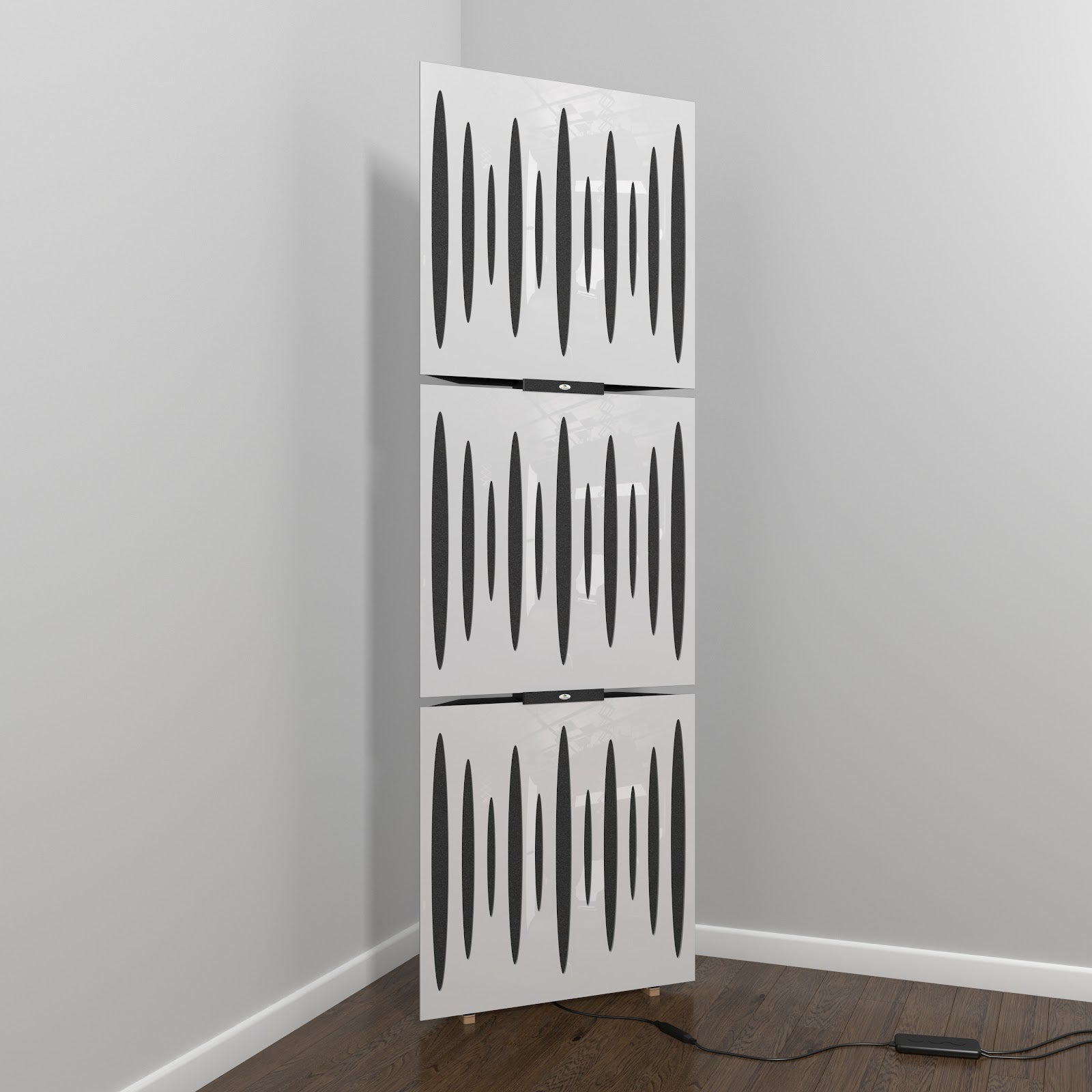 Lot de 3 Pièges à basses PULSE avec support de sol et rétroéclairage LED 150x50x15 cm -MDF perforé laminé et mousse acoustique -Blanc - 2