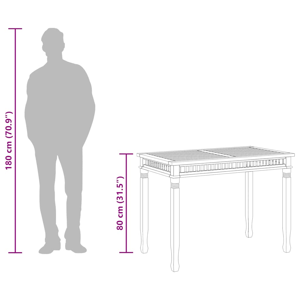 Maison Exclusive - Tavolo da Pranzo per Giardino 110x65x80 cm in Massello di Teak - 7