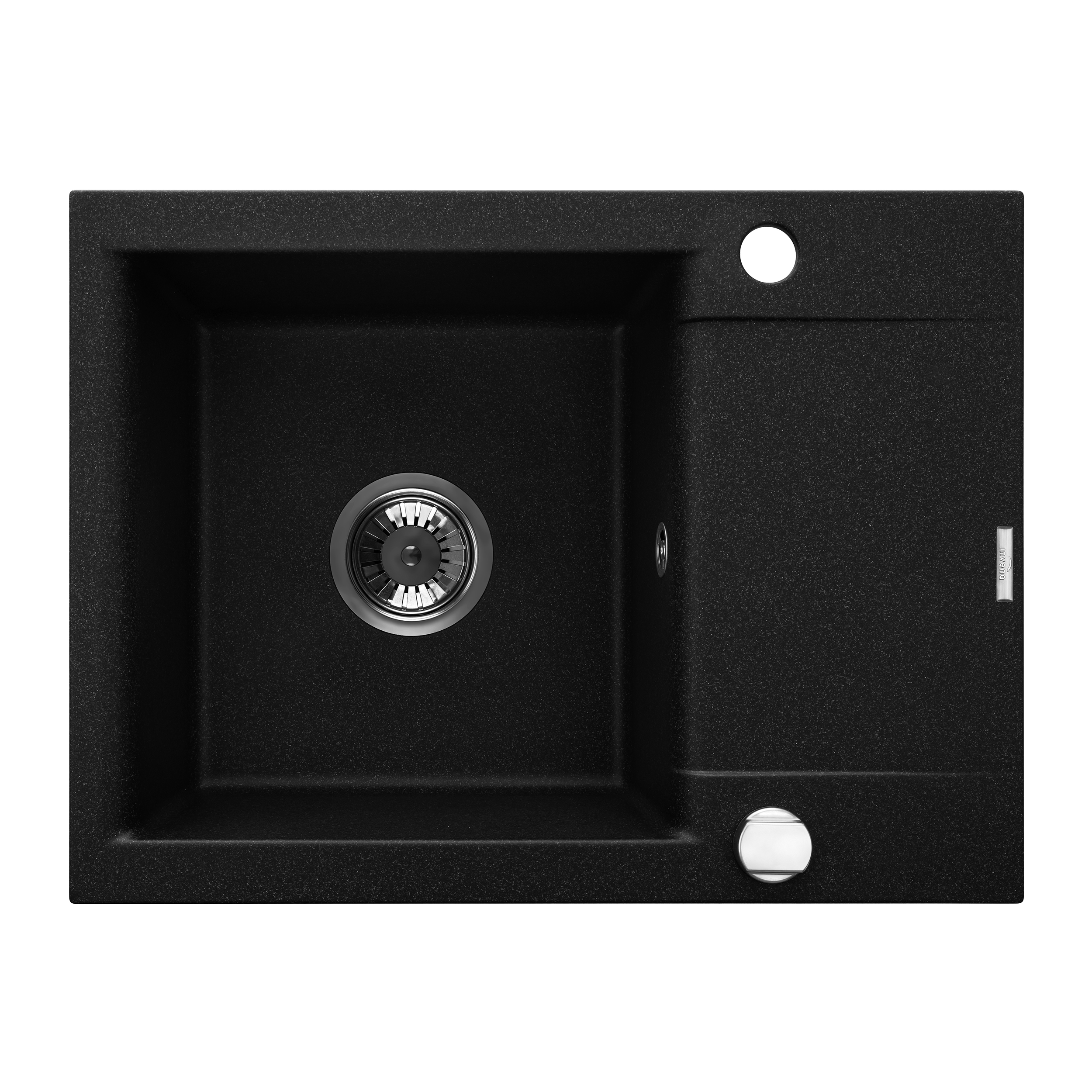 Zlewozmywak jednokomorowy INVENA granit czarny z krótkim ociekaczem