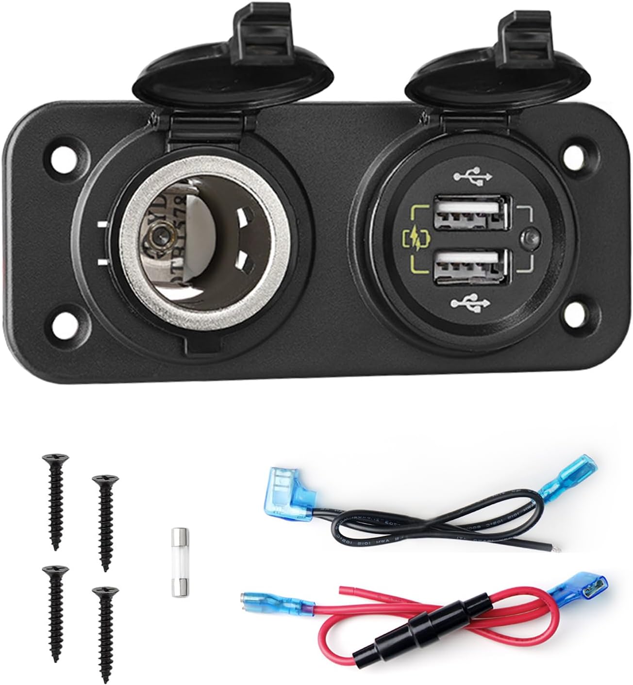 Panel gniazda ładowarki samochodowej 12 V/24 V QC 3.0 USB, szybkie gniazdo ładowarki samochodowej z gniazdem zapalniczki 2 w 1 do samochodów ciężarowy