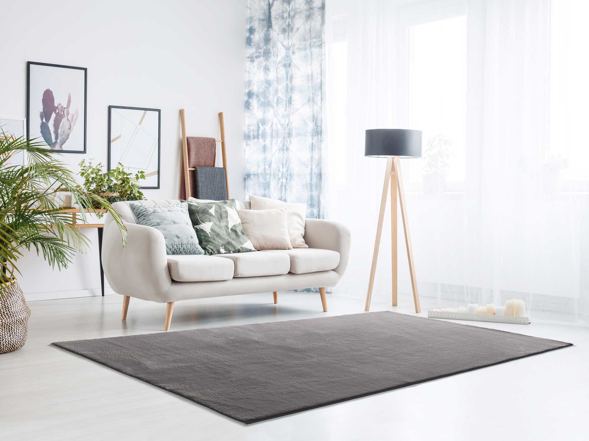 Alfombra lavable antideslizante antracita rectangular 80 x 150 cm loft liso - atticgo