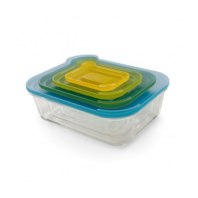 Joseph Joseph zestaw 4 szklanych pojemników Nest Glass, multikolor