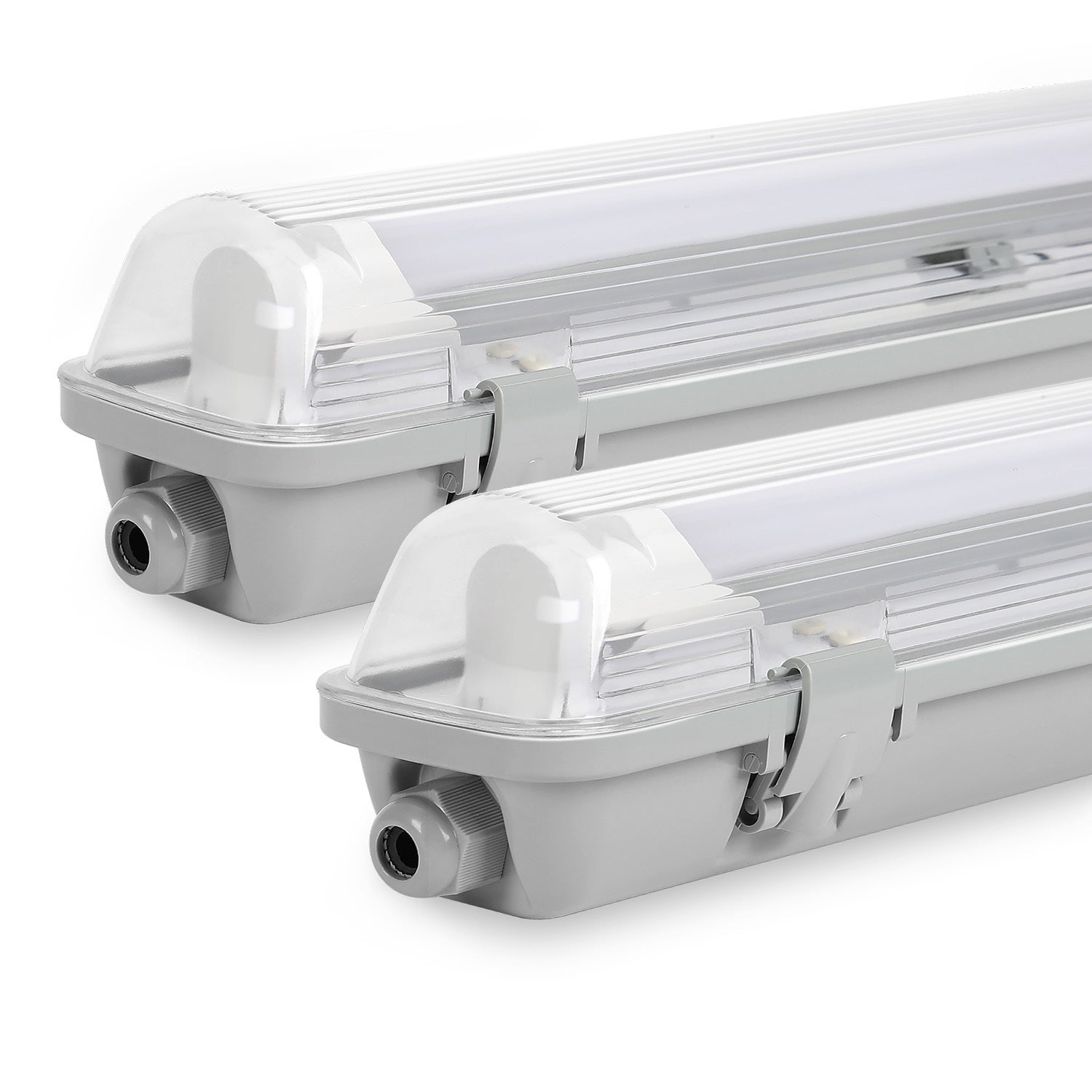 2x wodoodporna lampa listwowa LED do świetlówek T8 LED, IP65 150 cm, 1 x 24 W zimna biel