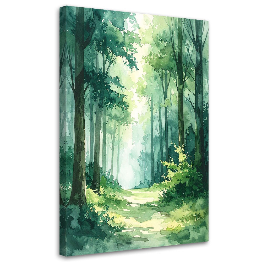 Obraz do salonu sypialni biura, Zielony Las Krajobraz Natura w Stylu Scandi Boho 20x30
