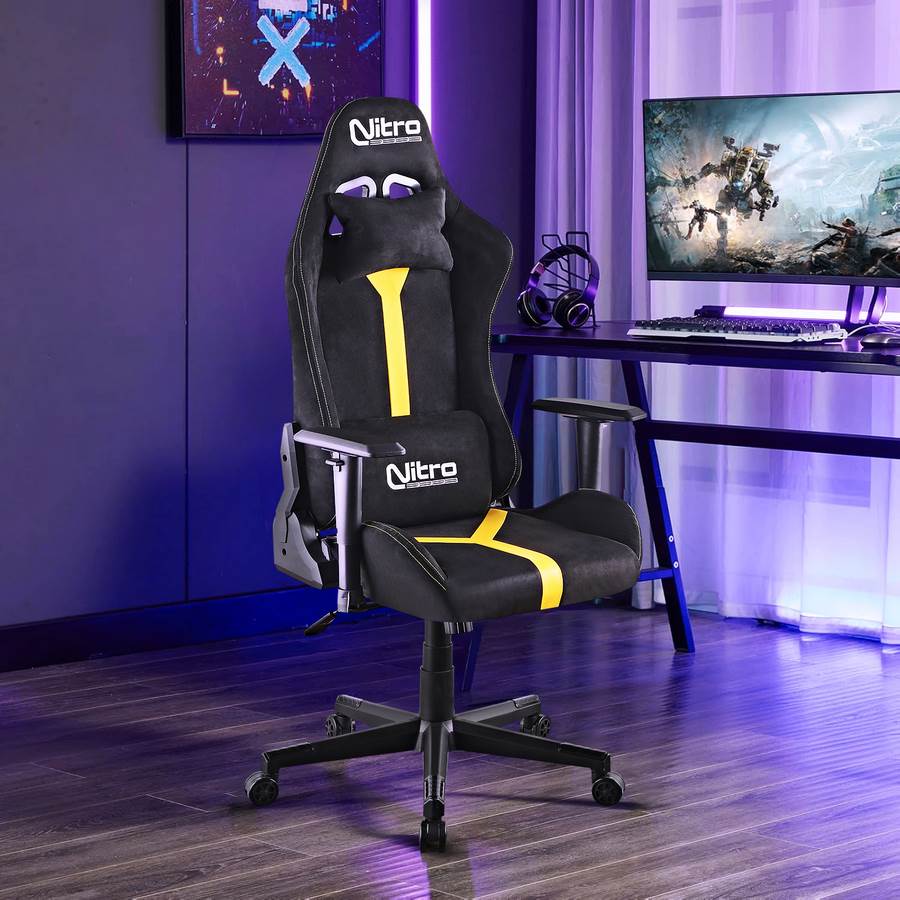 Leroy Merlin Poltrona Gaming Reclinabile Sedia Gaming Reclinabile In PU E  Tessuto Scamosciato Giallo Nera