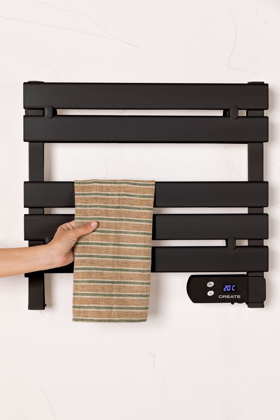 CREATE - Toalheiro elétrico de parede 150W, Sem prateleiras - Preto - WARM TOWEL MINI - 2