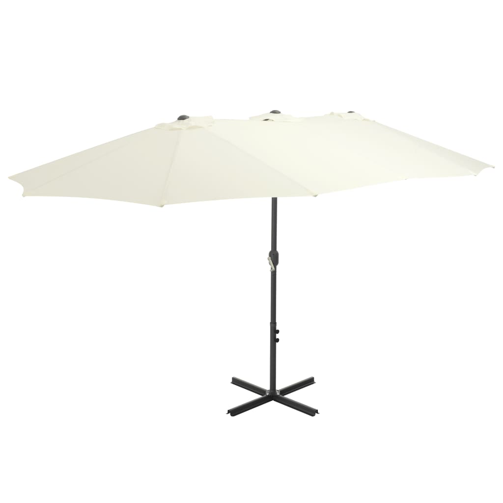 Parasol De Jardin Camp Active - Diamètre 170 Cm, Hauteur 200 Cm, Avec Pointe, Rayé Rose/Blanc, Pour Balcon, Plage, Terrasse