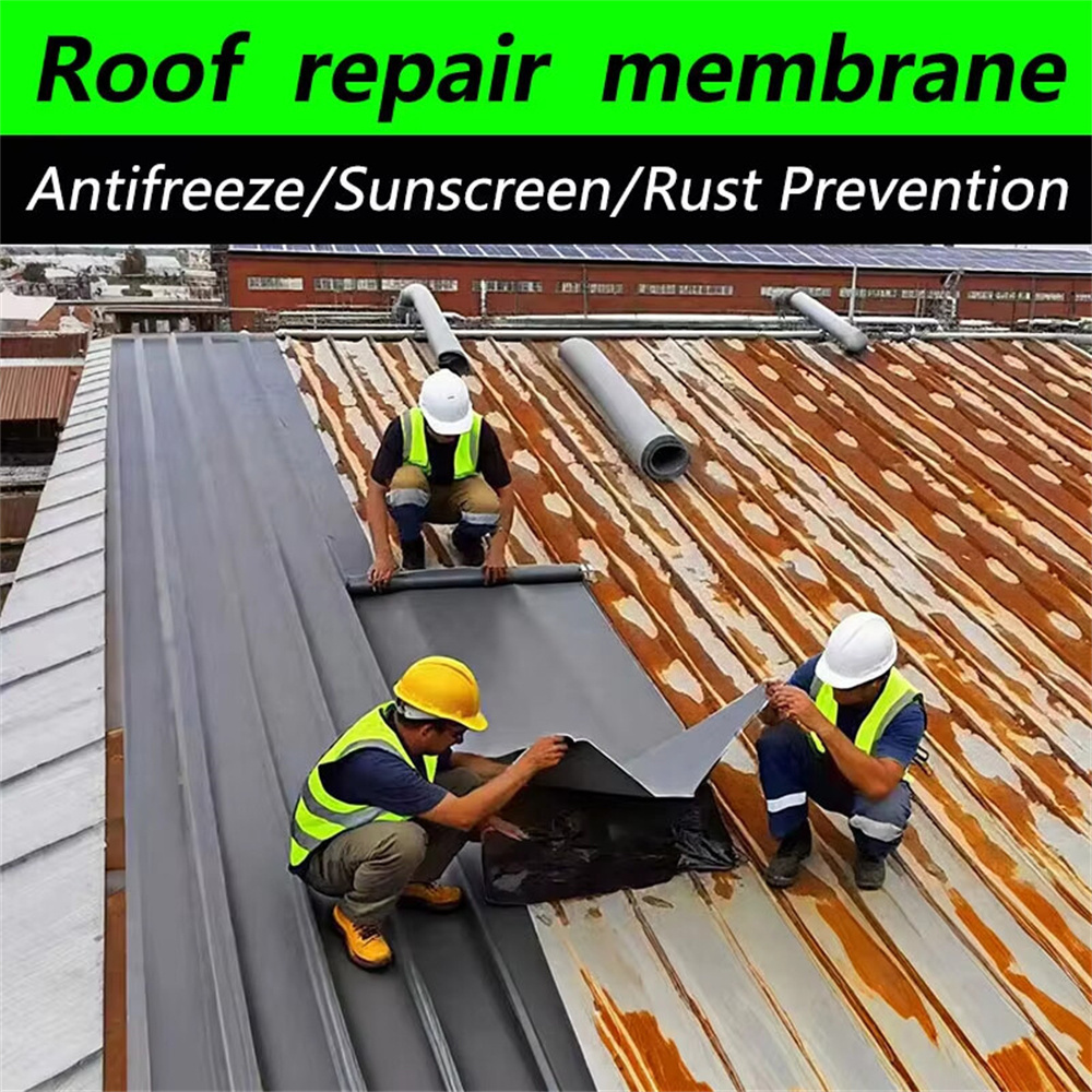 Bextcok Rouleau de membrane d'étanchéité auto-adhésive à installation rapide,ruban anti-fuites pour la rénovation de toiture(20cmx5m,gris foncé) - 3