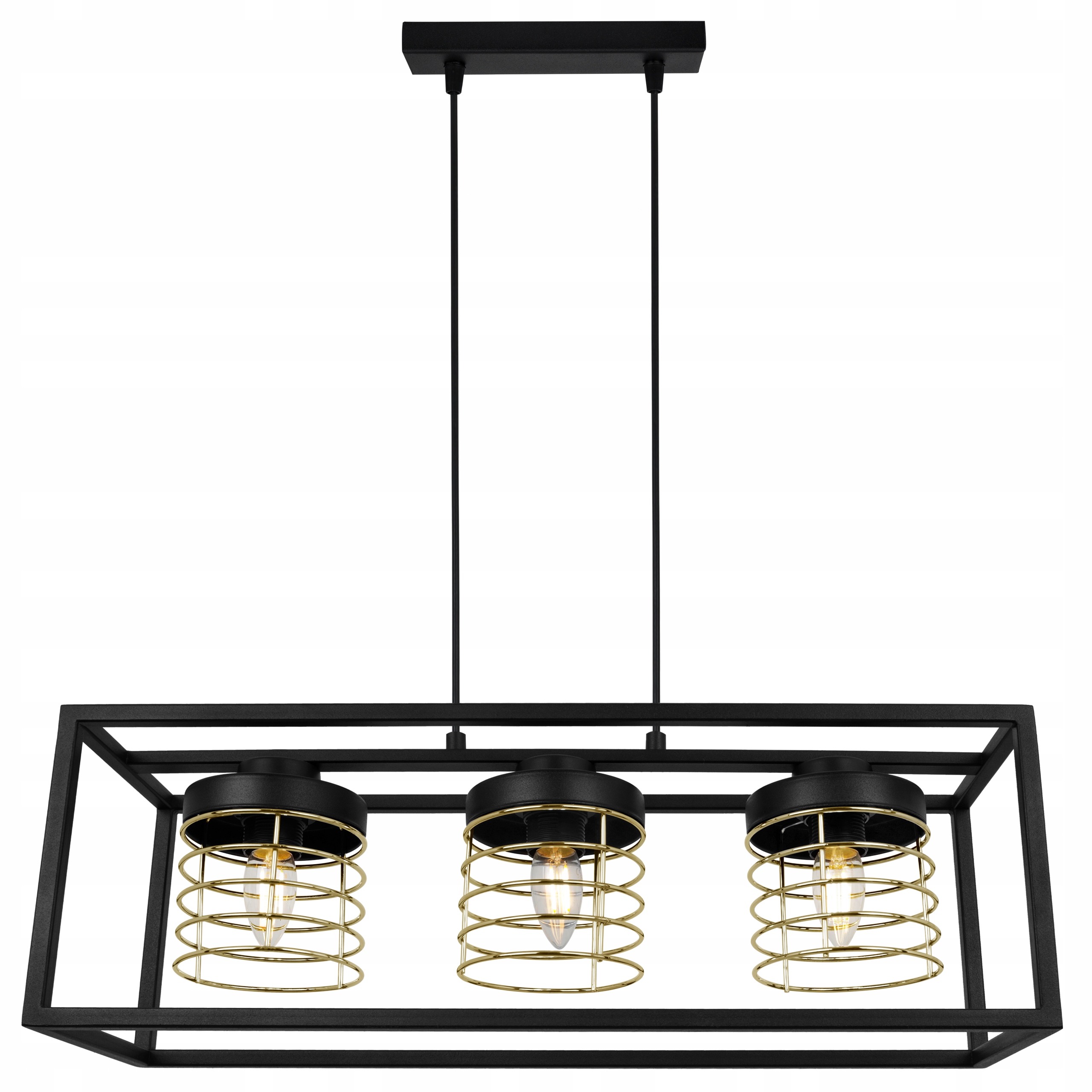 Lampa sufitowa wisząca Rasti Cage modern 3xE27 abażur walec druciak złoty Light Home LH