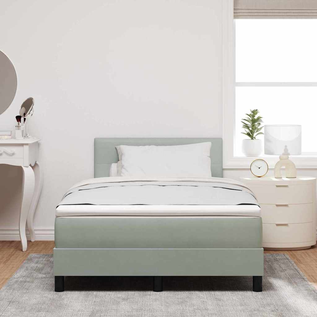 At Home Box Spring Cama tipo Box Spring Gris Claro 120 x 200 cm Terciopelo | Leroy Merlin