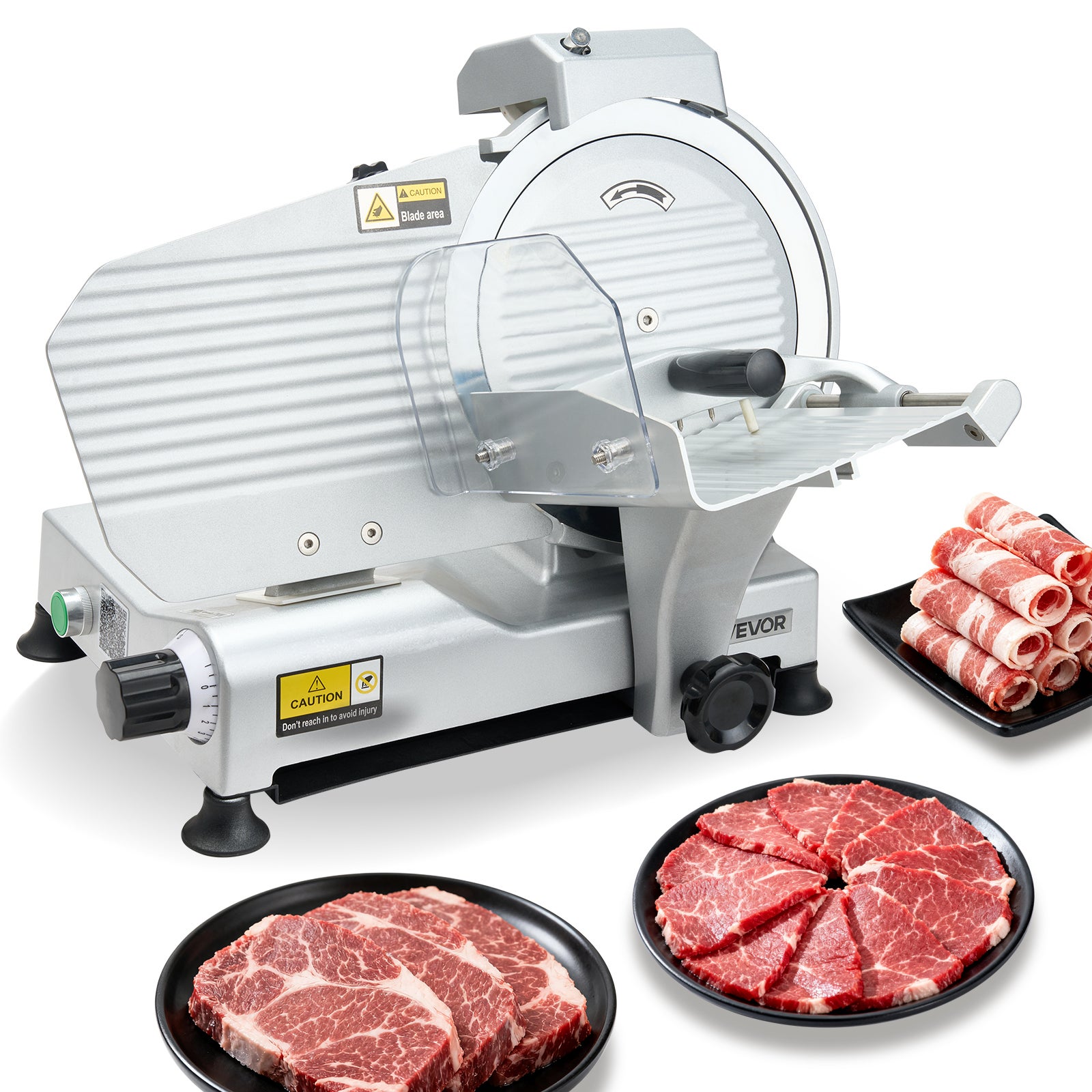 Komercyjna krajalnica do mrozonego miesa VEVOR 250 mm 320 W regulacja grubosci do restauracji