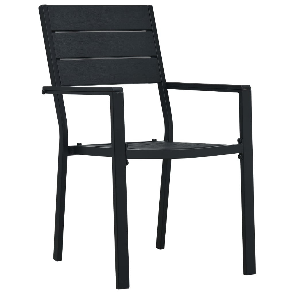 Chaises de jardin 4 pcs Noir PEHD Aspect de bois - 2