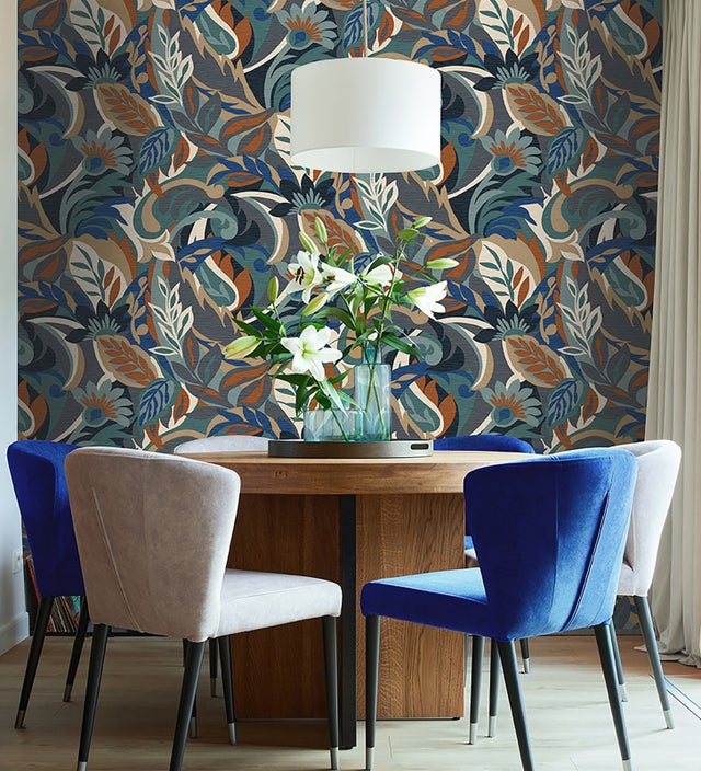 Papier peint feuilles tropicales abstraites style Art Nouveau - Borneo Exotic 682846 de GAULAN - Rouleaux de 10 m x 0,53 m