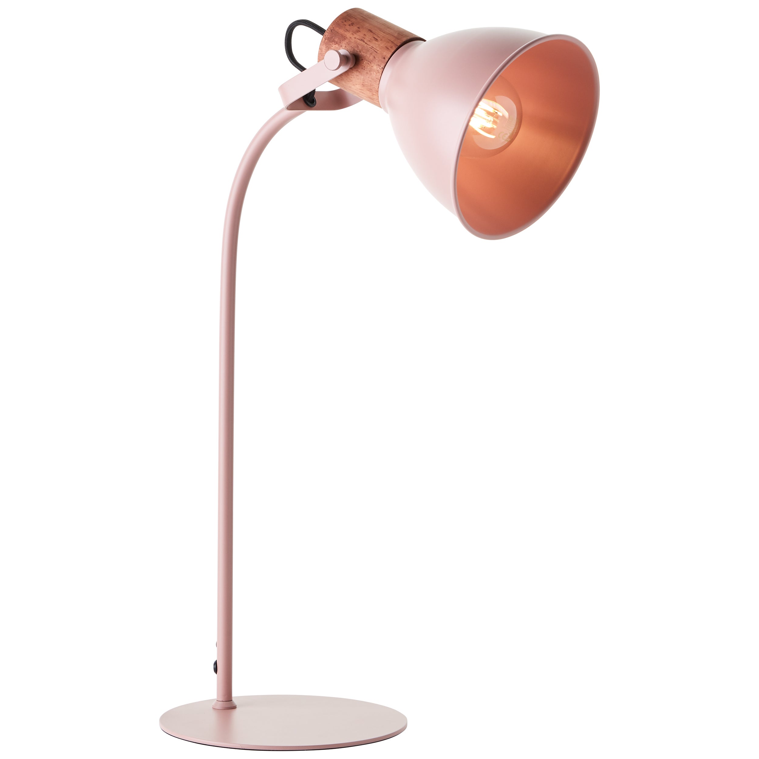 Brilliant Erena lampa stołowa 52cm jasnoróżowy metal/drewno włącznik sznurkowy 1x A60, E27, 40 W, pasuje do zwykłej żarówki (brak w zestawie) - 3