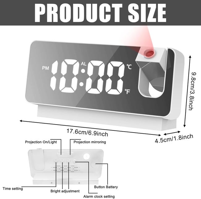 EXTSUD Sveglia Digitale con Display a Specchio Orologio Sveglia Elettronica con Luce Notturna Grande LED Schermo 12/24H Funzione Pisolino 2 Porte USB per Ricarica Smartphone EXTSUD Sveglia Digitale con Display a Specchio Orologio Sveglia Elettronica con Luce Notturna Grande LED Schermo 12/24H Funzione Pisolino 2 Porte USB per Ricarica Smartphone