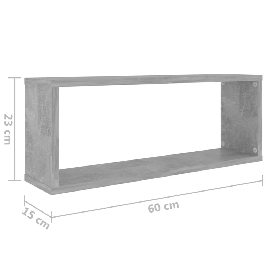 vidaXL Mensole Parete a Cubo 2pz Grigio Cemento 60x15x23cm Multistrato - 8